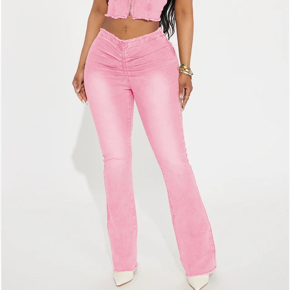Pink cowgirl flared pants